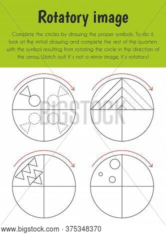 Rotatory Image Educational Sheet. Primary Module For Spacial Understanding. 5-6 Years Old. Education