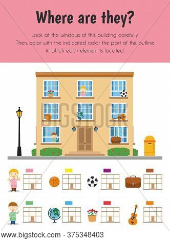 Where Are They? Educational Sheet. Primary Module For Spacial Understanding. 5-6 Years Old. Educatio