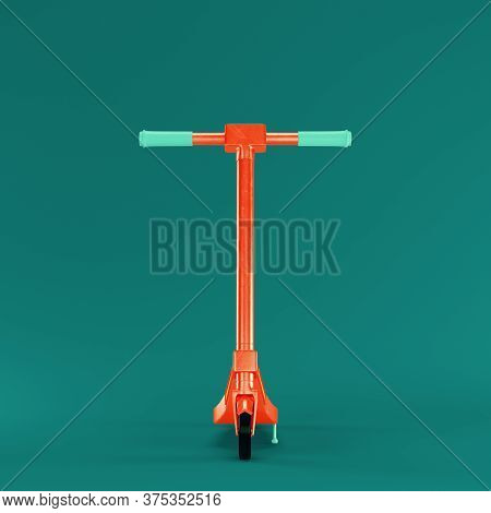 Kickscooter On Dark Green Background. 3d Render