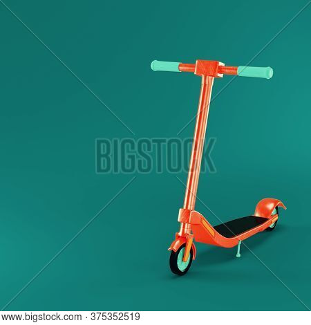 Kickscooter On Dark Green Background. 3d Render