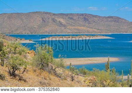 View Of Lake Pleasant In Lake Pleasant Regional Park, Sonoran Desert, Arizona Usa