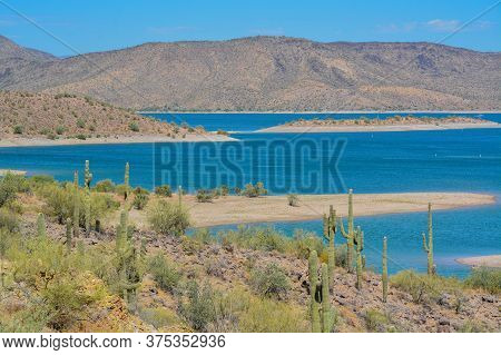 View Of Lake Pleasant In Lake Pleasant Regional Park, Sonoran Desert, Arizona Usa