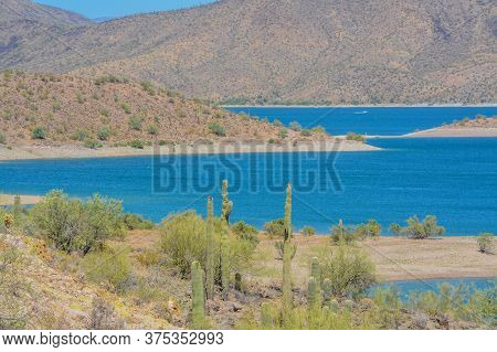 View Of Lake Pleasant In Lake Pleasant Regional Park, Sonoran Desert, Arizona Usa