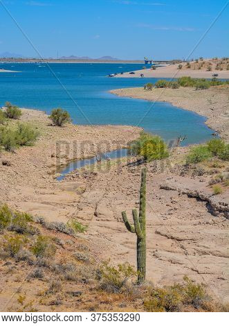 View Of Lake Pleasant In Lake Pleasant Regional Park, Sonoran Desert, Arizona Usa