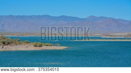 View Of Lake Pleasant In Lake Pleasant Regional Park, Sonoran Desert, Arizona Usa
