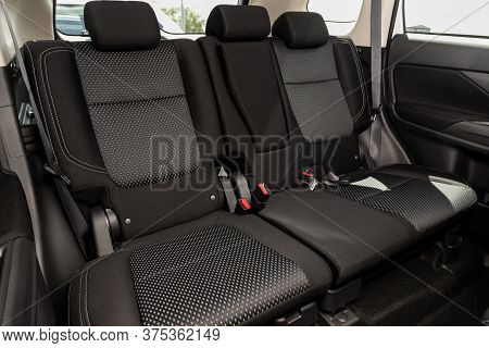Novosibirsk/ Russia - July 07 2020: Mitsubishi Outlander, Comfort Car Inside. Clean Car Interior: Bl