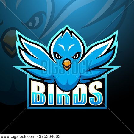 Vector Illustration Of Blue Bird Mascot Esport Logo Design