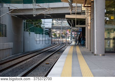 September 12, 2019 Istanbul / Turkey Cevizli Marmaray Station And Waiting People