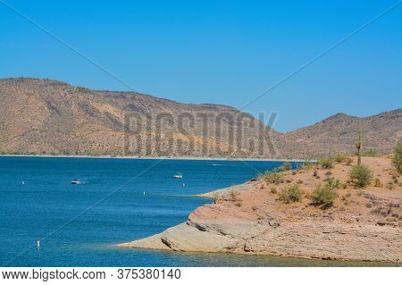 View Of Lake Pleasant In Lake Pleasant Regional Park, Sonoran Desert, Arizona Usa
