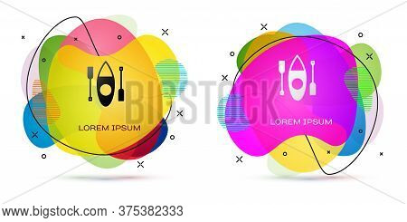 Color Kayak And Paddle Icon Isolated On White Background. Kayak And Canoe For Fishing And Tourism. O