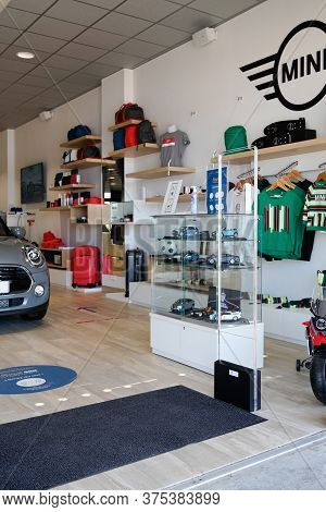 Bordeaux , Aquitaine / France - 07 06 2020 : Mini Cooper Car Show Of Dealership With Accessories Clo