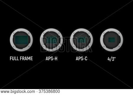 Full Frame And Crop Image Sensor Set. Vector Illustration. Part Of Camera.