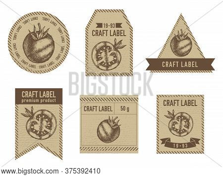 Craft Labels Vintage Design With Illustration Of Grilled Tomato Stock Illustration