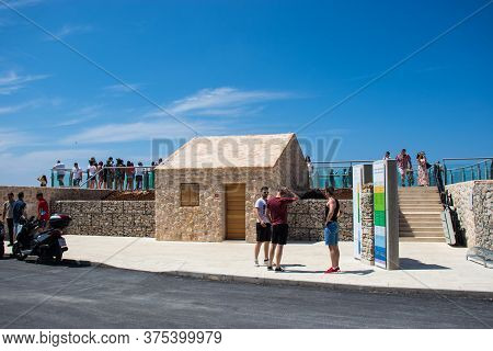 Biokovo Croatia July 2020
Small Old Looking House At The Entrance Of Newly Built Skywalk At The Peak