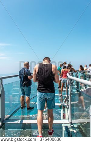 Biokovo Croatia July 2020
Tourists Walking Accross The Newly Built Skywalk On Biokovo Mountain. Vert