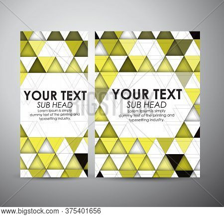 Business Design Abstract Yellow Triangle And Geometric Strip Pattern Background. Vector Illustration