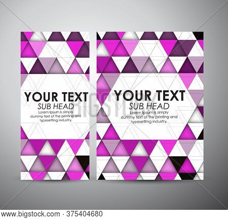 Business Design Abstract Purple Triangle And Geometric Strip Pattern Background. Vector Illustration