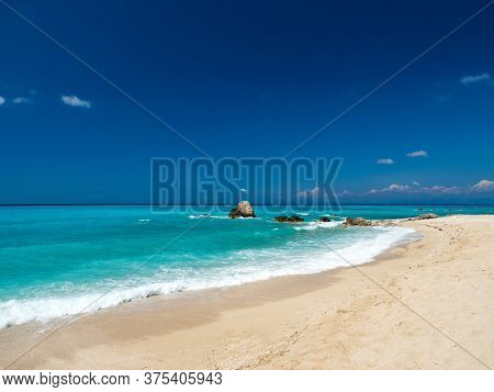 Avali beach in Lefkada Greece at sunset