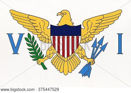 United States Virgin Islands National Fabric Flag, Textile Background. Symbol Of Unincorporated Terr