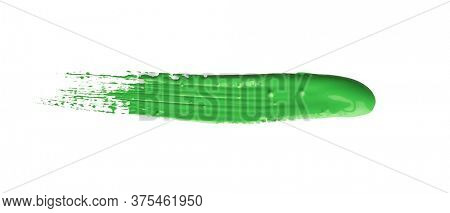 Green chroma brush stroke paiting over isolated background, canvas watercolor texture 