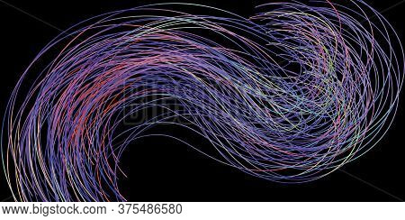 Ribbon Flow Color Swirl Strokes. Wave Sea Isolated Random Lines. Wires As Hair Beam Sheaf. Liquid Pa