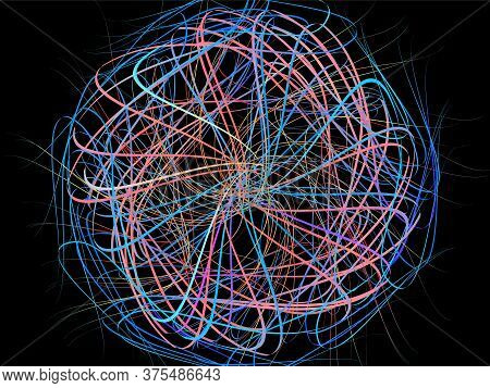 Ribbon Flow Color Swirl Strokes. Wave Sea Isolated Random Lines. Wires As Hair Beam Sheaf. Liquid Pa