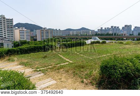 Gimhae, South Korea - June 18, 2017 : Daeseong-dong Tumuli Or Tombs Of Gaya Kingdom In Gimehae, Sout