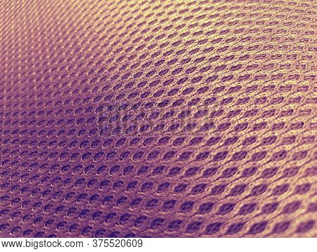 Pink Synthetic Porous Material With A Gradient In Purple And Yellow. Close-up Tilted. Polyester Fabr