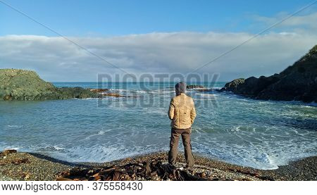 Invercargill, New Zealand - April 16, 2017 : People Enjoy Beutiful View Around Riverton Beach New Ze