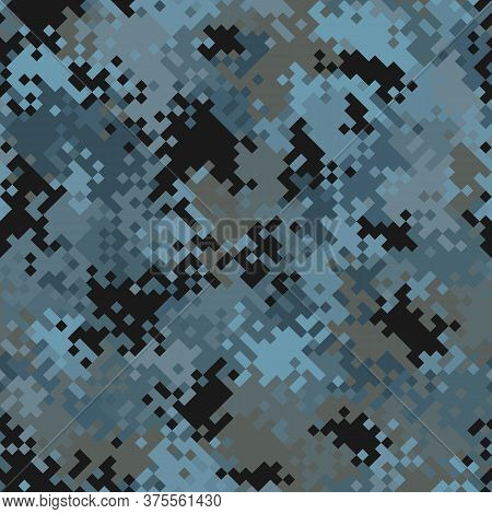 Military Camouflage Seamless Pattern. Urban Digital Pixel Style.