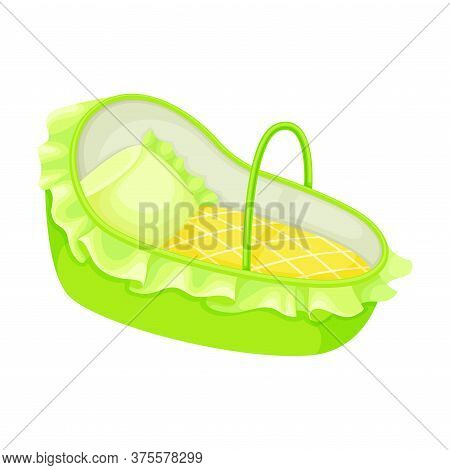 Blue Carrycot Or Basket For Carrying Baby Vector Illustration
