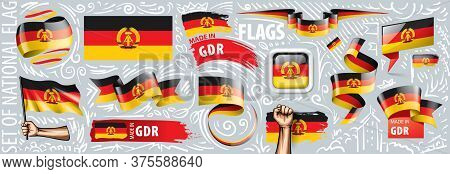 Vector Set Of The National Flag Of Gdr In Various Creative Designs