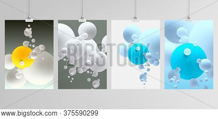 Realistic Vector Layouts Of A4 Format Mockup Design Templates For Brochure, Flyer, Cover Design, Boo