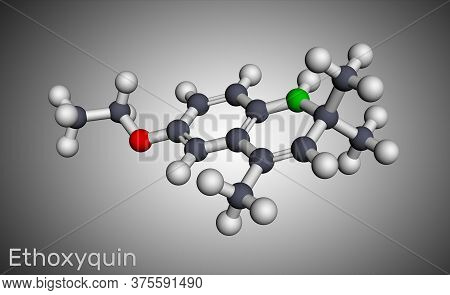 Ethoxyquin, Emq, Antioxidant E324 Molecule. It Is A Quinoline Used As A Food Preservative. Molecular