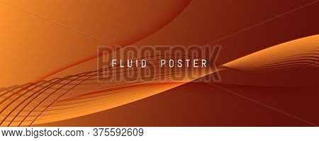 Curve Fluid Flow. Orange Dynamic Landing Page. 3d Abstract Line. Creative Brochure. Yellow Fluid Flo