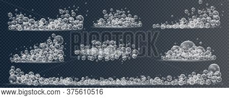 Set Of Realistic Colorful Soap Bubbles To Create A Design. Transparent Realistic Soap Bubbles Isolat