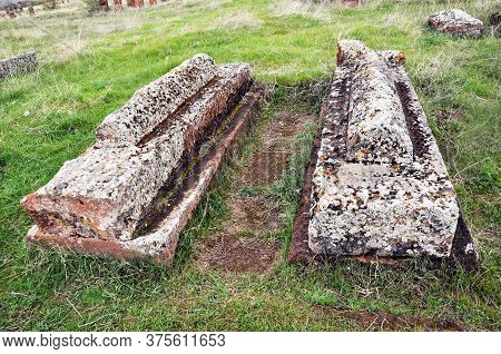 Bitlis, Turkey - 21 May 2011: Ahlat Seljukian Cemetery. Seljuk Period Tombstones.