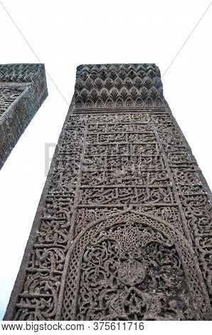 Bitlis, Turkey - 21 May 2011: Ahlat Seljukian Cemetery. Seljuk Period Tombstones.