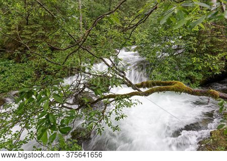 Long Exposure Schwarzbach River Near Gollinger Waterfall. Austria