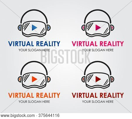 Social Virtual Reality Logo Concept. Modern Technology Symbol Template Isolated On Gray Background. 