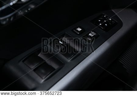 Novosibirsk/ Russia - April 22 2020: Mitsubishi Outlander Xl, Arm Rest With Window Control Panel, Do
