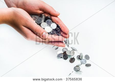 coins in hand