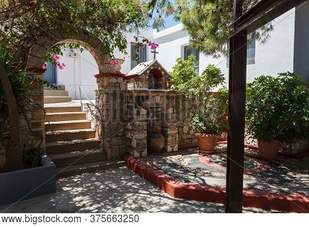 Datails Of The Courtyard Of The Monastery Savvas On The Island Of Kalymnos