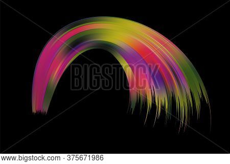 Colorful Flow Brushstroke. Wabe Sea Isolated Line.. Realistic Volume Brush Stroke. Liquid Paint Ink 
