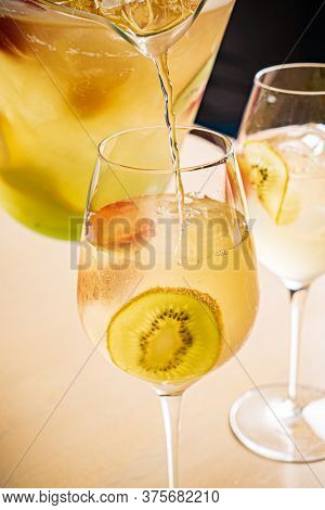 summr lemonade with kiwi fruits and strawberries