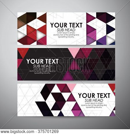 Abstract Triangle And Geometric Strip Pattern Background. Vector Banners Set Background. Vector Illu