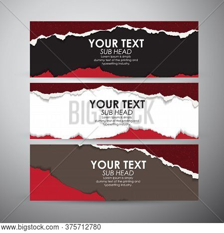 Abstract Torn Paper With Space Background. Vector Banners Set Background. Vector Illustration.