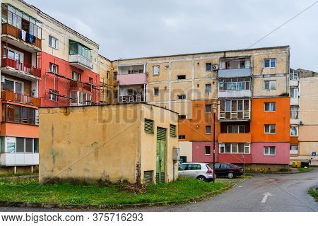 Old Apartment Buildings Close Up In Lugoj, Romania, 2020