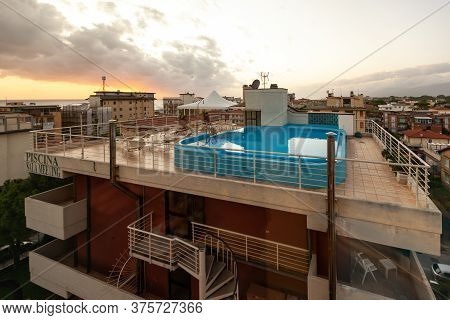 Lido Di Camaiore, Italy - September 5, 2011: Hotel Rooftop Swimming Pool In Lido Di Camaiore. Italy
