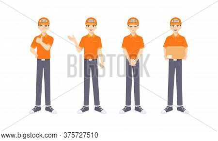 Collection Of Delivery Staff In Uniform In Many Pose